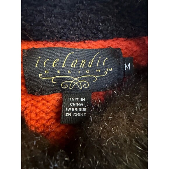 VTG Knit 2006 Icelandic Design Lambswool Angora Cardigan Embroidered Sweater M - Picture 5 of 8